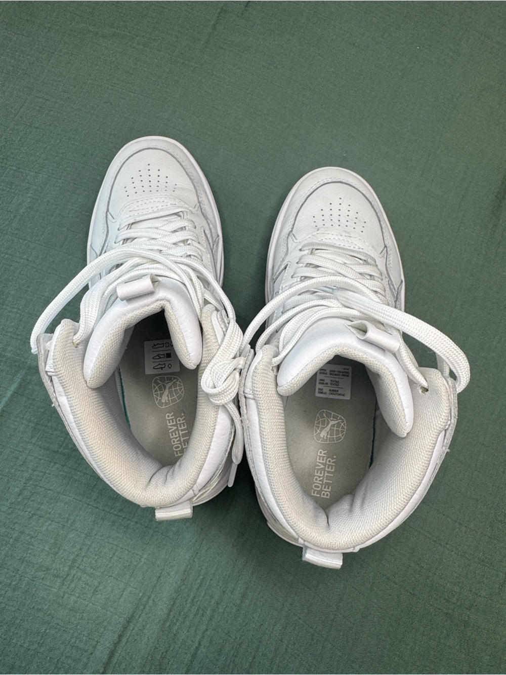 Puma White High-Top Platform Sneakers with Gold Accent - Picture 9 of 11